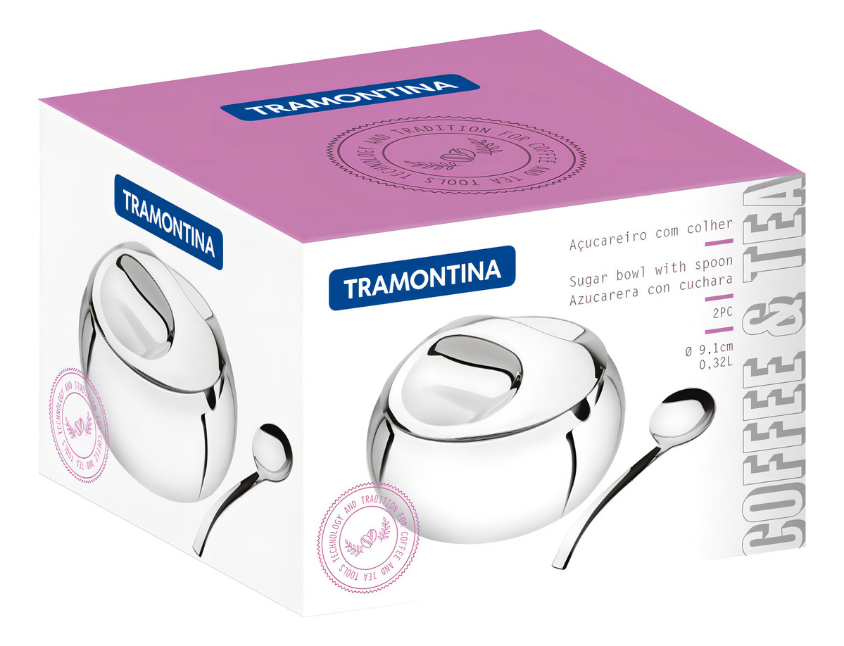 Azucarero Tramontina De Acero Inoxidable Con Cuchara - Imagen 4