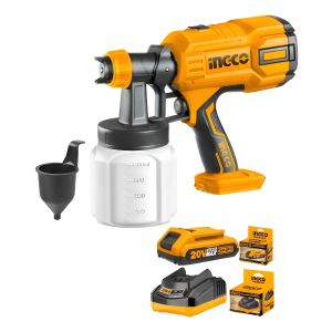 Equipo Pistola De Pintar + Bateria Y Carg 20v Ingco + Puntas