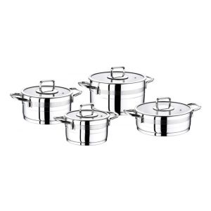 Set Ollas Evimsaray 8 Piezas Acero Inoxidable Sin Antiadherente Plateado