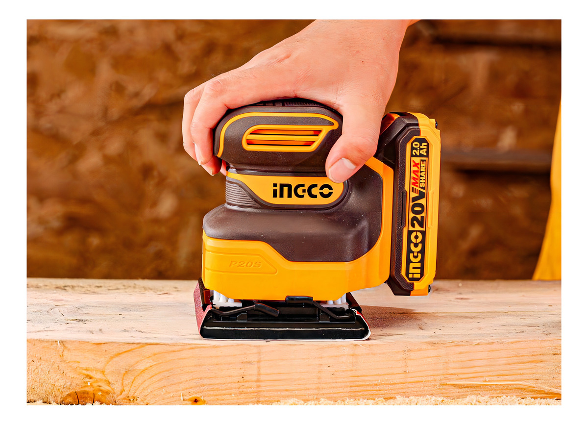 Lijadora Orbital Ingco P20s 110 X 100mm A Batería - Marrón Oscuro - Imagen 3