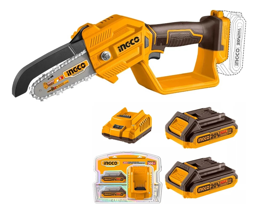 Mini Motosierra 5 20vp20s Cgsli2058 + 2bat + Cargador Kirkor