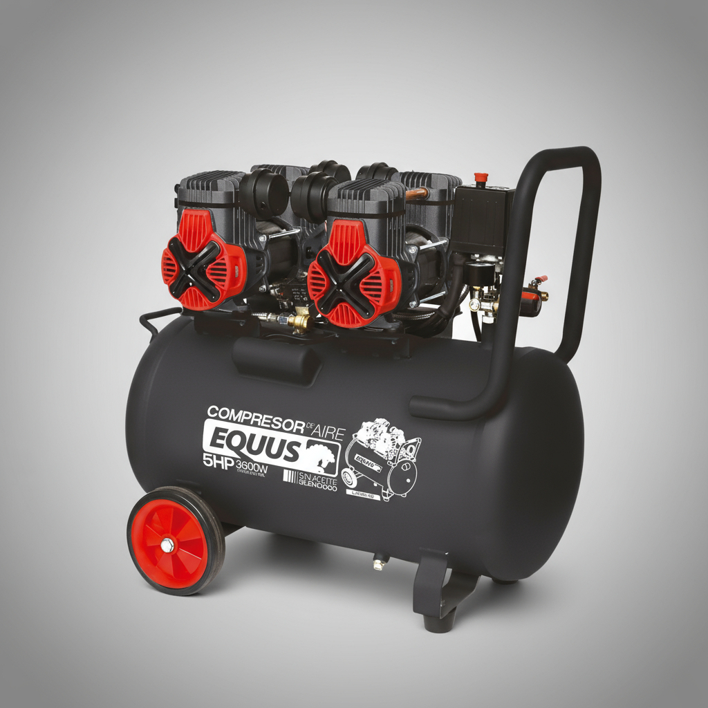 Compresor Sin Aceite Silencioso 5 Hp 100l Equus Rojo 50hz - Imagen 3