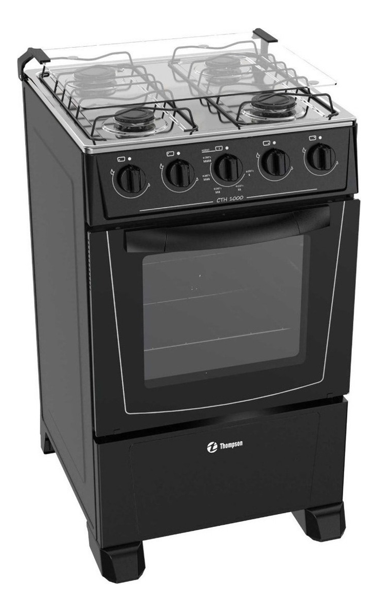 Cocina A Gas Negra Thompson Cth 1000 4 Hornallas