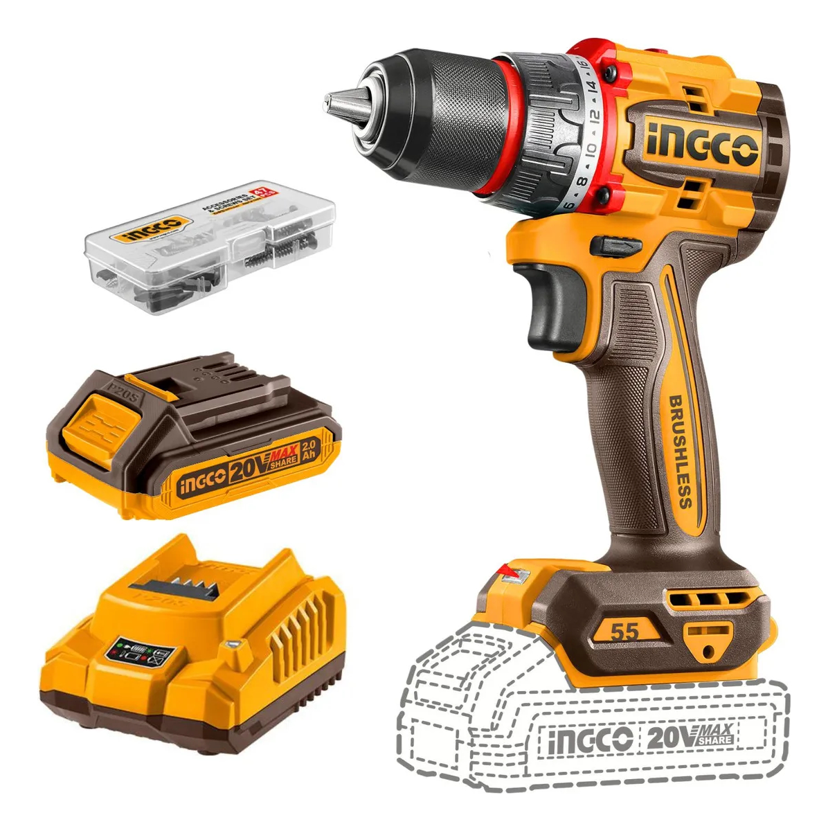 Taladro Atornillador A Batería Brushles 55nm Cdli205582