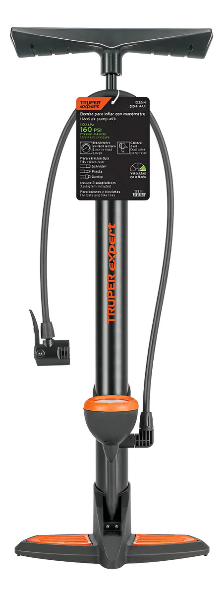 Bomba De Aire Con Manómetro Truper 103614 Color Negro