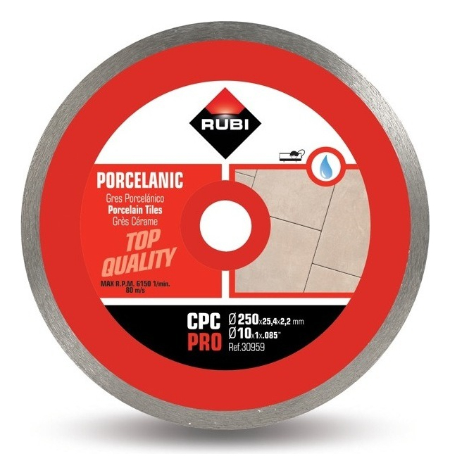 Disco De Corte Continuo 250mm Rubi Cpc Pro Para Porcelanato Rojo