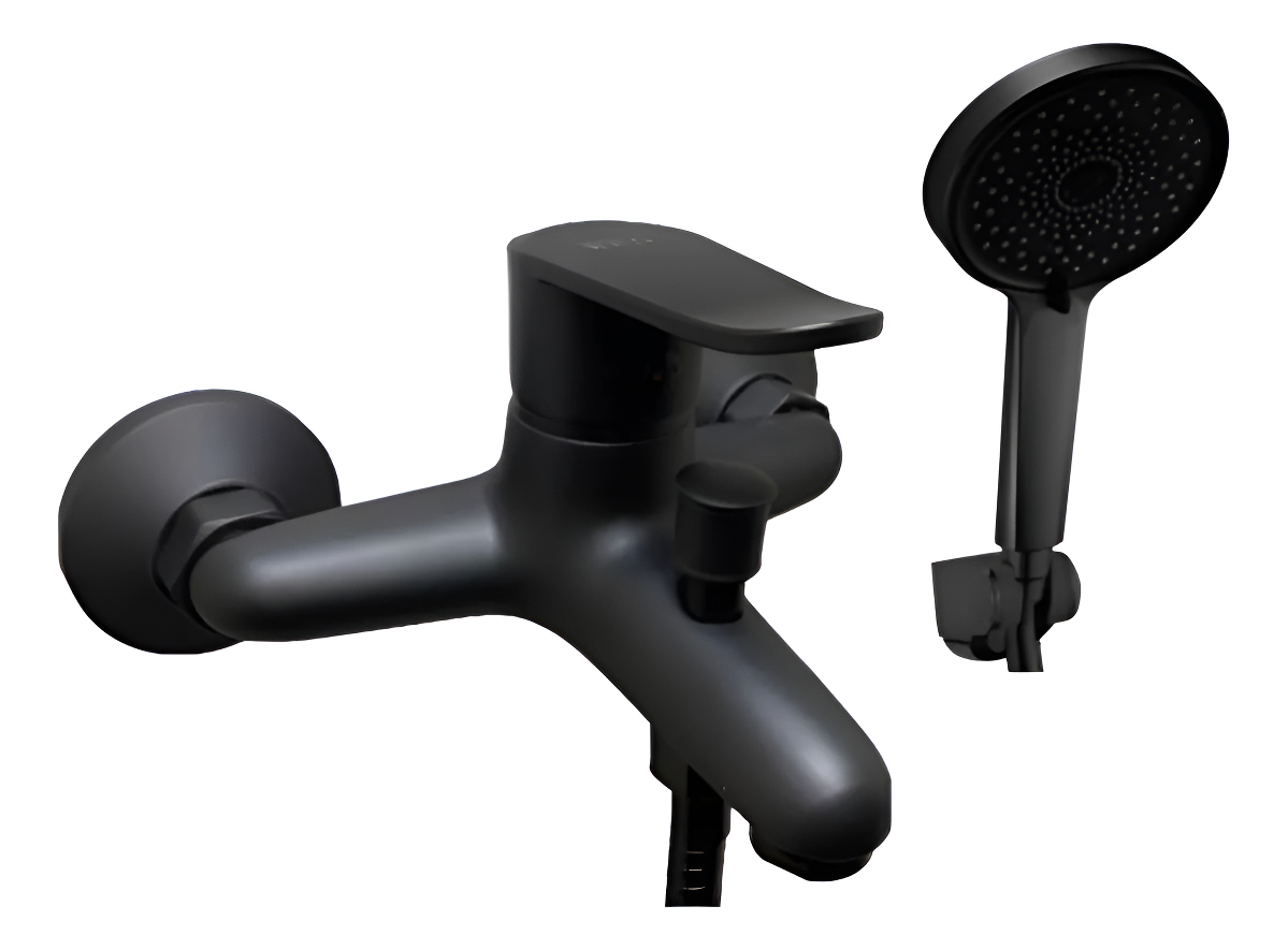 Monocomando Griferia Canilla De Ducha Baño Negro Mate Kirkor