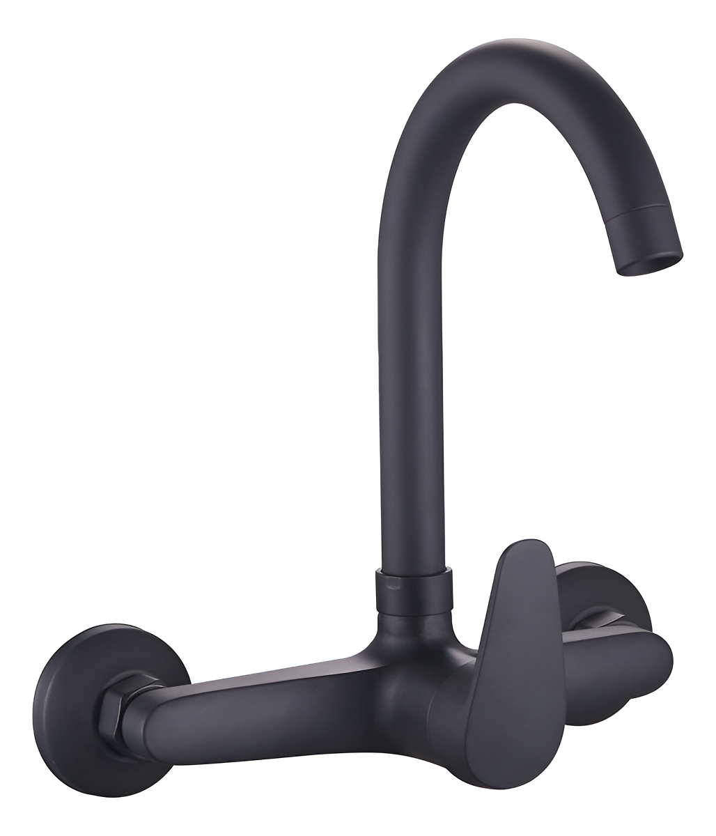 Goldex Monocomando Cocina D Pared 20cm 8'' Negro Mate Kirkor
