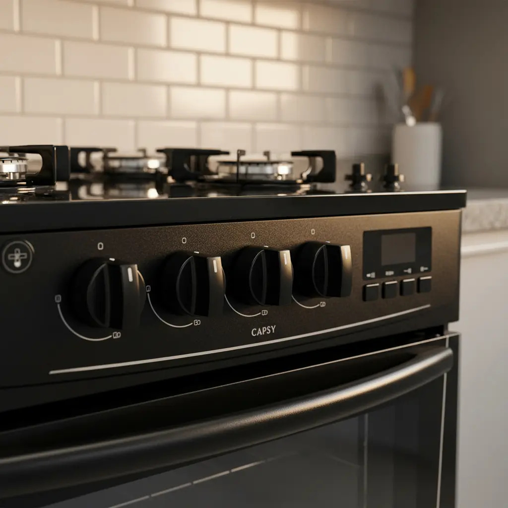 Cocina James A Gas Negra Con Mesada De Vidrio Negro C 695 V - Imagen 3