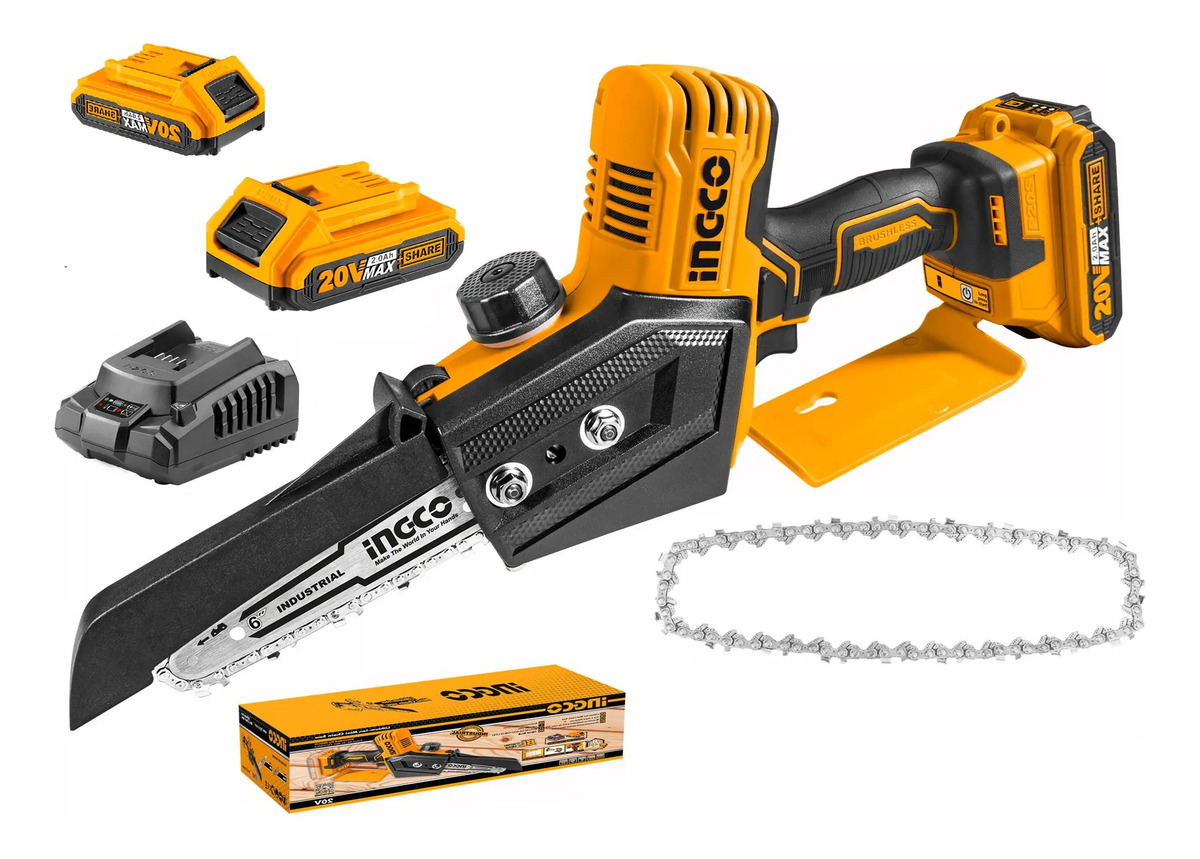 Mini Motosierra 20v C/2 Baterías Y Cargador Ingco Kirkor