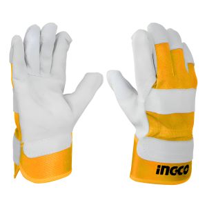 Guantes De Cuero Talle 10.5 Ingco Hgvc01 Blanco Blanco Naranja