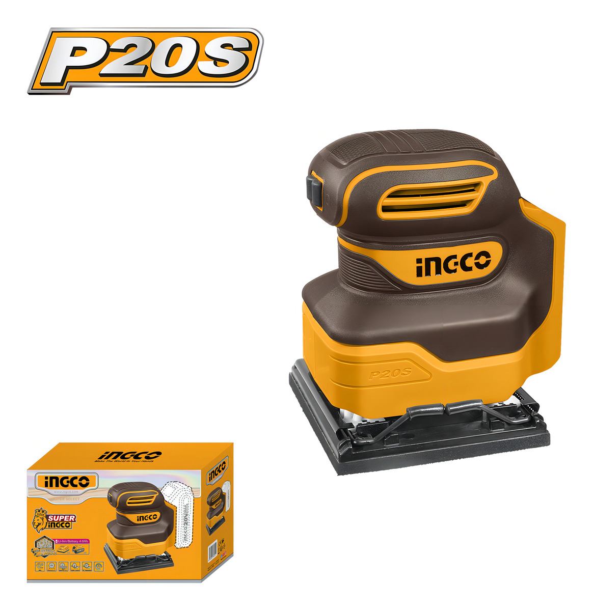 Lijadora Orbital Ingco P20s 110 X 100mm A Batería - Marrón Oscuro - Imagen 9