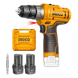 Taladro Atornillador Usb C Ingco Cdli12202 2 Baterías Maleta Amarillo