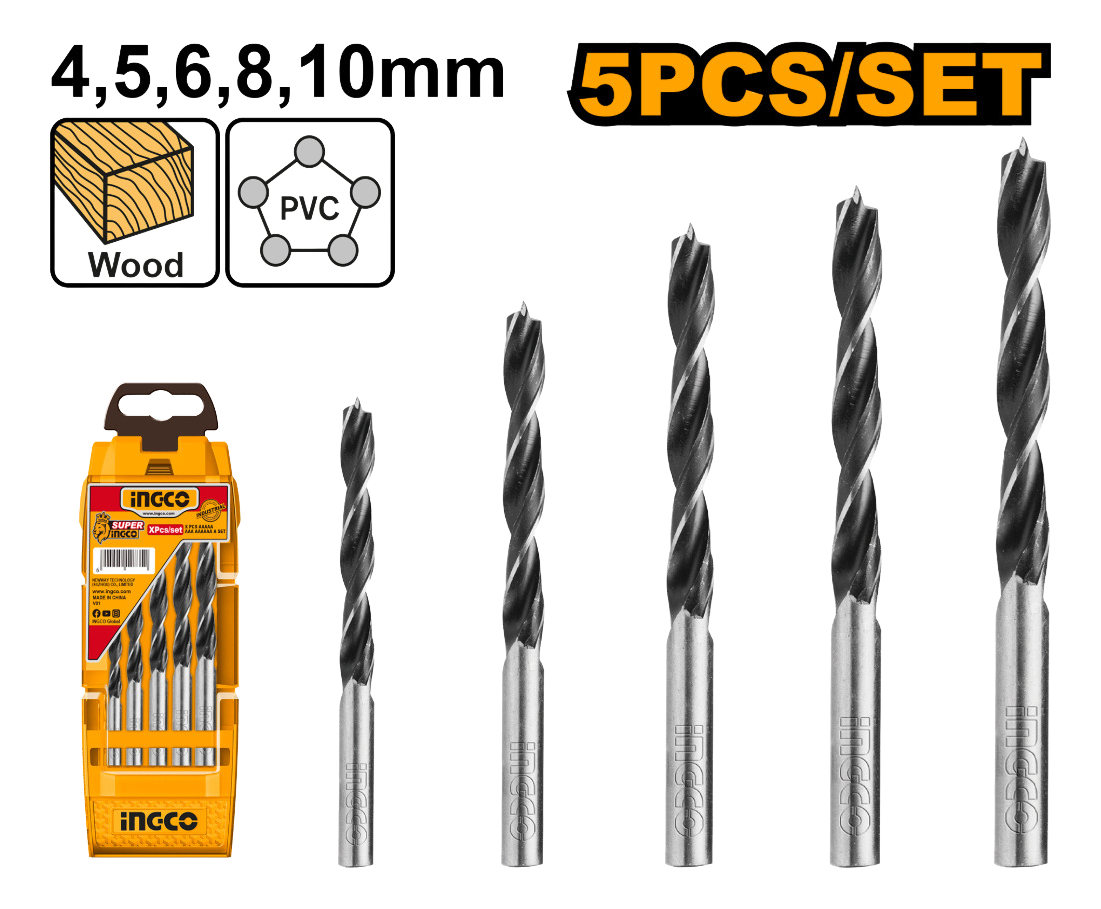 Set 5 Mechas Para Madera Ingco Akd5058 - Imagen 3
