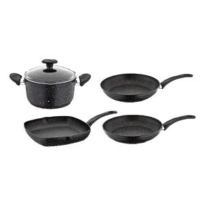 Set Cocina Granito 5 Piezas Papilla Olla Sarten Plancha