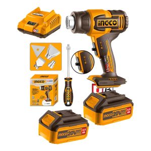 Pistola De Calor 20v +2 Baterias 4ah Y Carg. Ingco Hgli2006