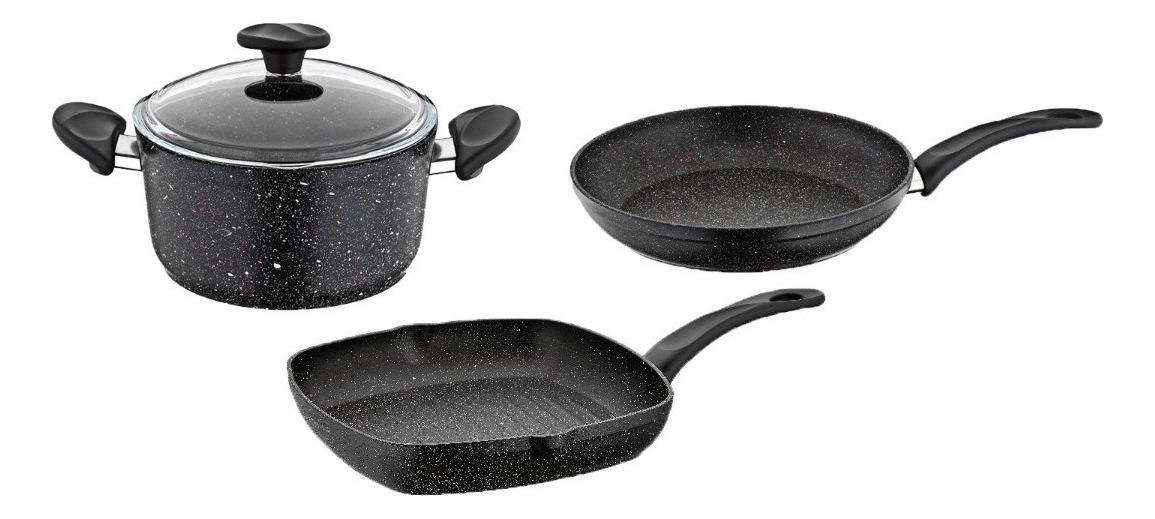 Set Cocina Granito 4 Piezas Papilla Olla Sarten Plancha - Imagen 7