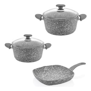 Set Batería Ollas Granito 5 Piezas Papilla Plancha