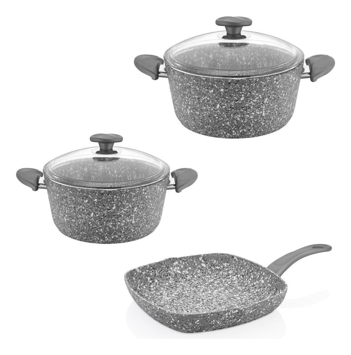 Set Batería Ollas Granito 5 Piezas Papilla Plancha