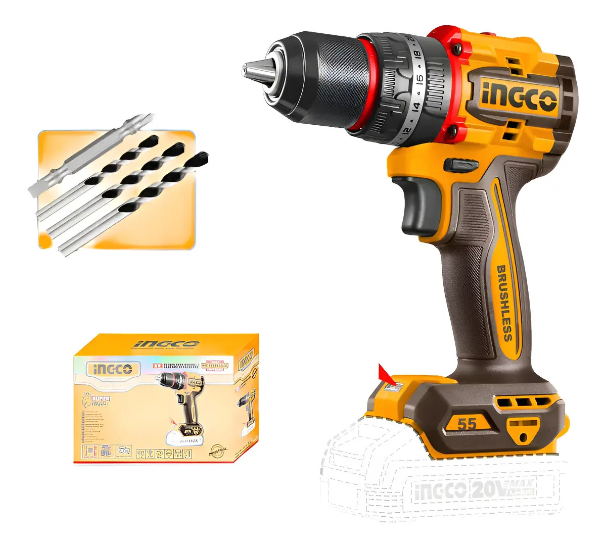 Taladro Atornillador Percutor A Bateria 20v Con Accesorios,