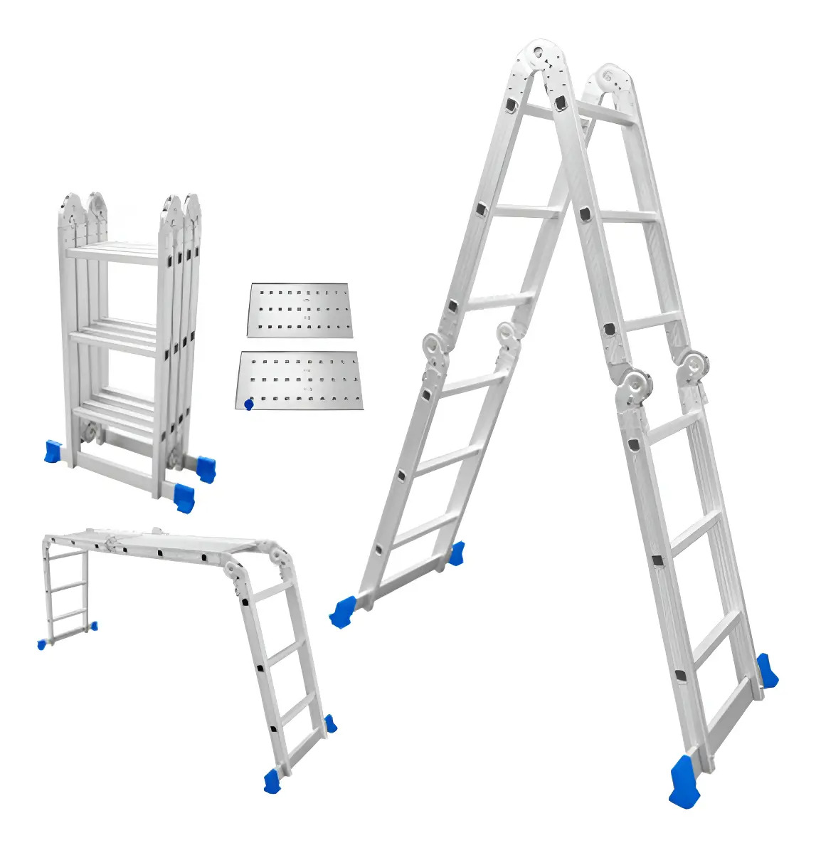 Escalera Andamio 12 Escalones Aluminio Con Plataforma Wadfow - Imagen 3