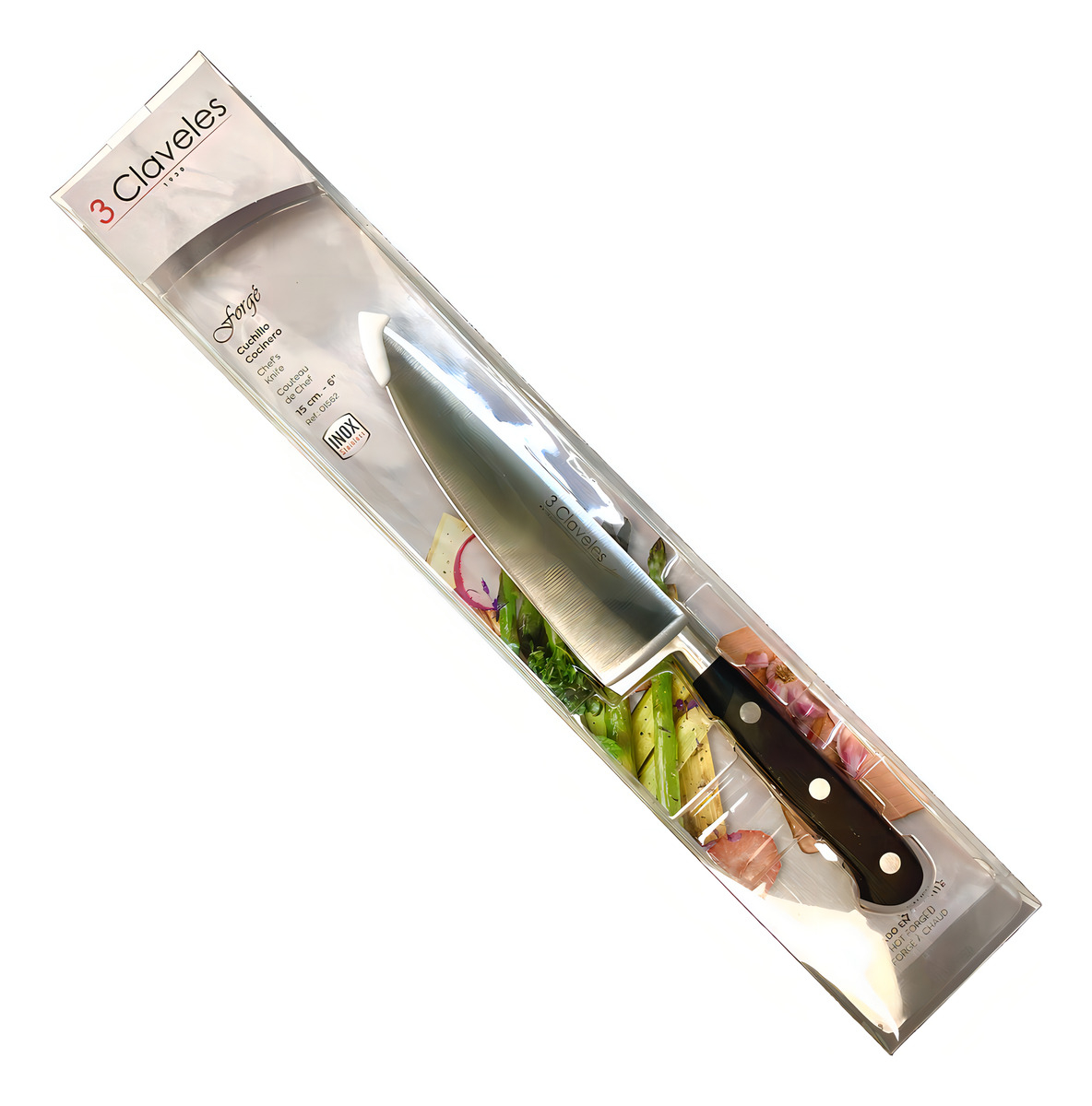 Cuchillo Cocinero 15 Cm Forjado Forge 3 Claveles 1562 Color Mango Negro - Imagen 4