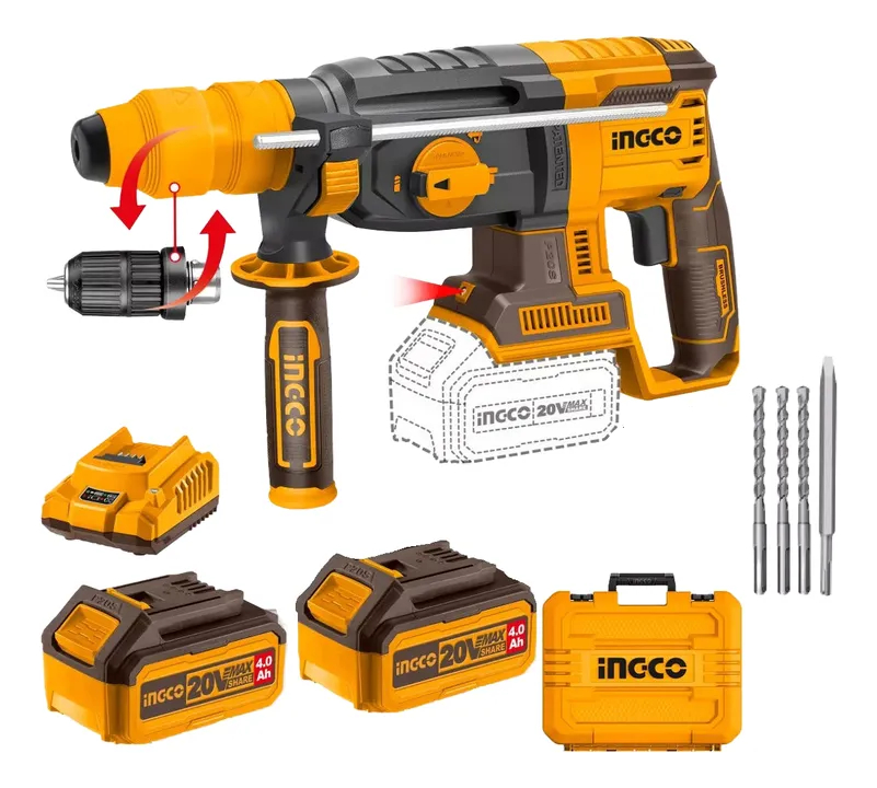 Rotomartillo 20v P20s 26mm 4 Funciones C Adaptador Ingco - Imagen 3