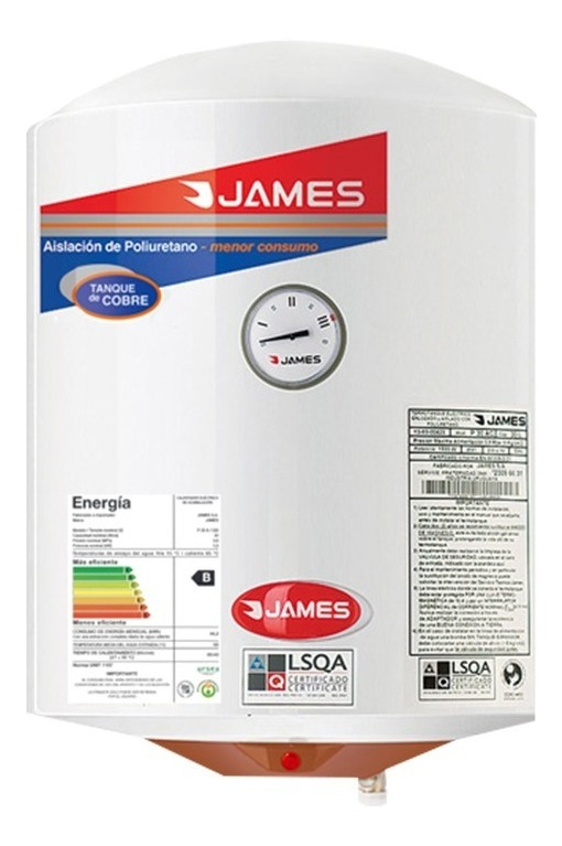 Calefon Cobre Cilíndrico James 60 Lts Eficiencia Energetica A