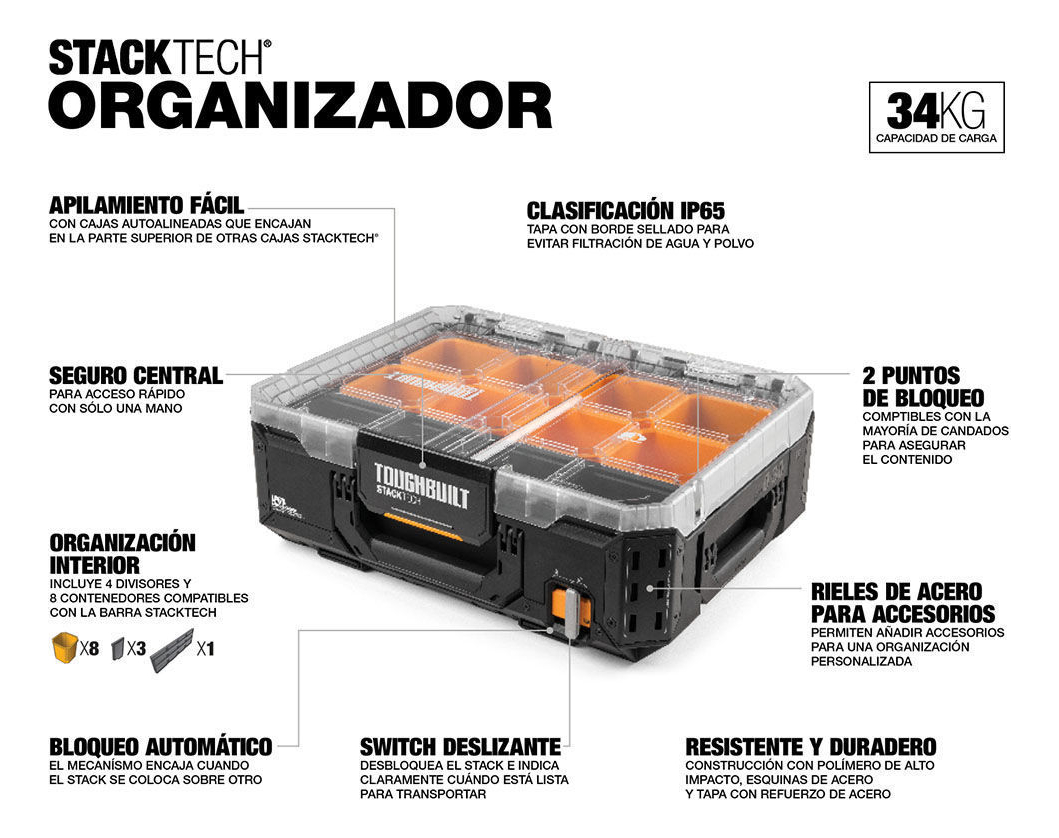 Organizador Perfil Alto Stacktech Tb-b1-o-30 Toughbuilt - Imagen 5