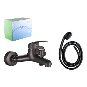 Monocomando Tina Ducha 15cm Cartucho 35mm Negro Mate Goldex