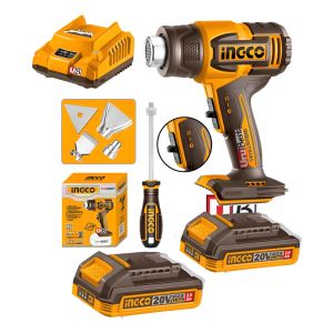 Pistola De Calor 20v +2 Baterias Y Cargador Ingco Hgli206