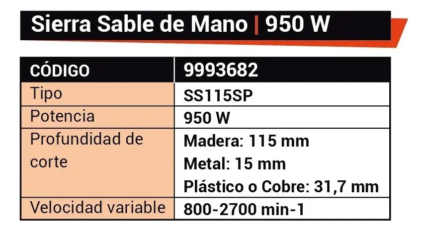 Sierra Sable Electrica Dowen Pagio De Mano Carne Hueso 950w - Imagen 6