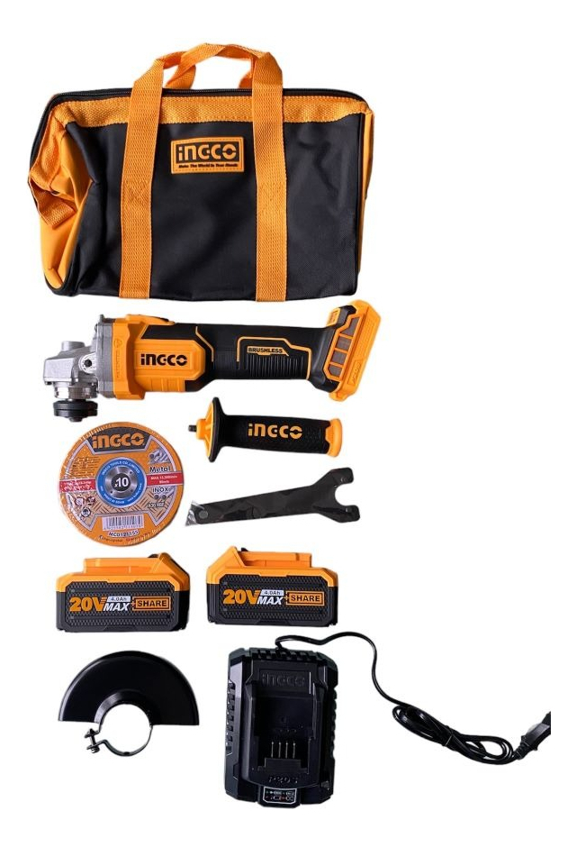 Amoladora 2 Bat + Carg + Discos Ingco Cagli2011582 Color Amarillo Frecuencia 50hz - Imagen 4