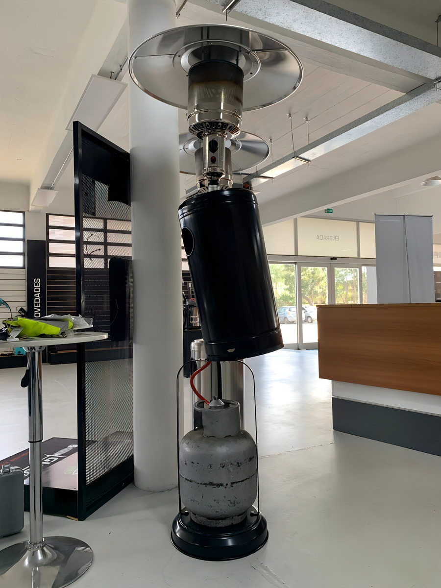 Estufa Hongo Gas Exterior Well Life Negro Con Ruedas Y Válvula Seguridad - Imagen 5