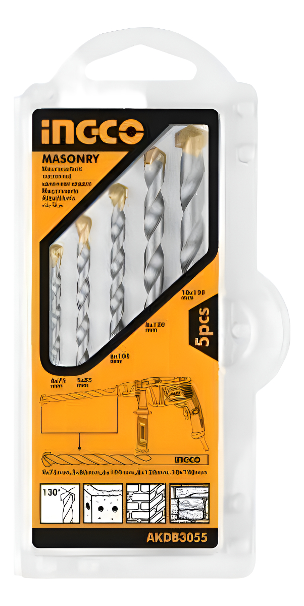 Juego De 5 Mechas Widia Pared Mamposteria Ingco Akdb3055 - Imagen 2
