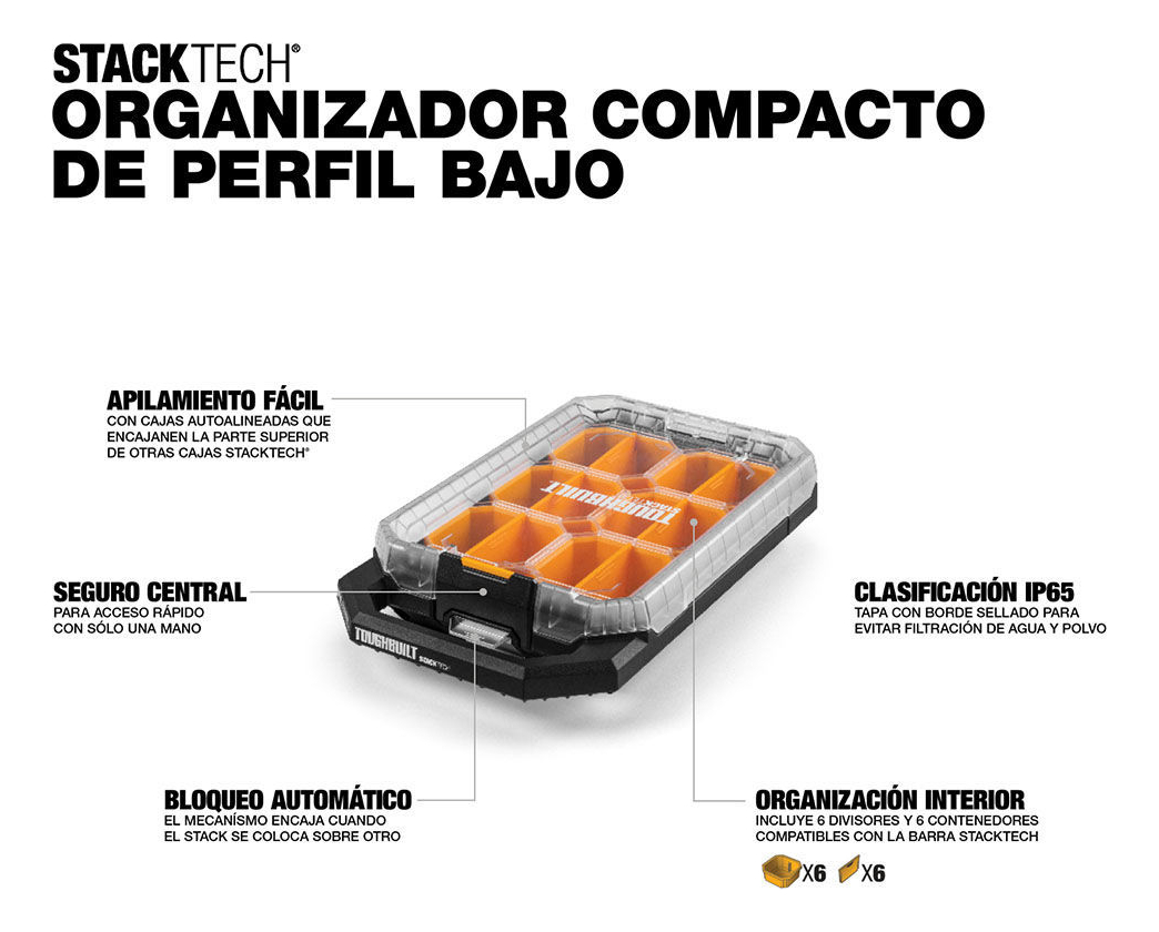 Organizador Compacto De Perfil Bajo Stacktech Tb-b1-o-10c To - Imagen 5