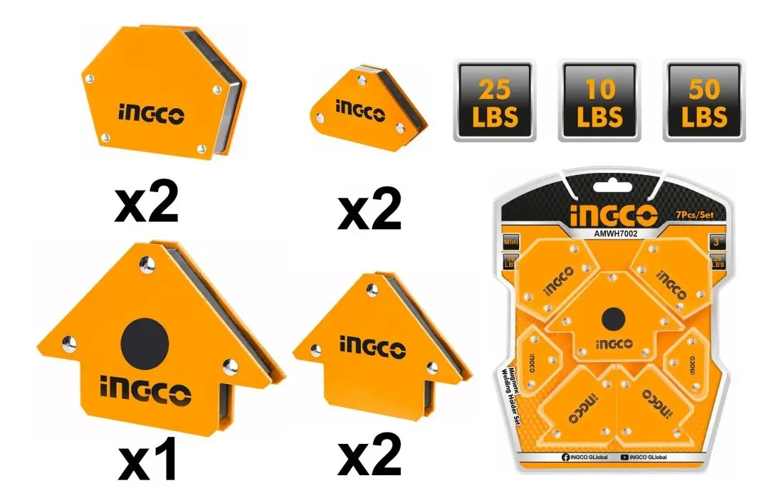 Set X7 Escuadra Magneticas Ingco Amwh7002 - Imagen 3