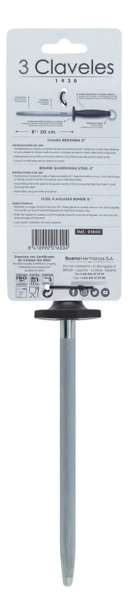 Chaira Estriada 20cm Uniblock 3 Claveles 1600 Afila Cuchillo - Imagen 5