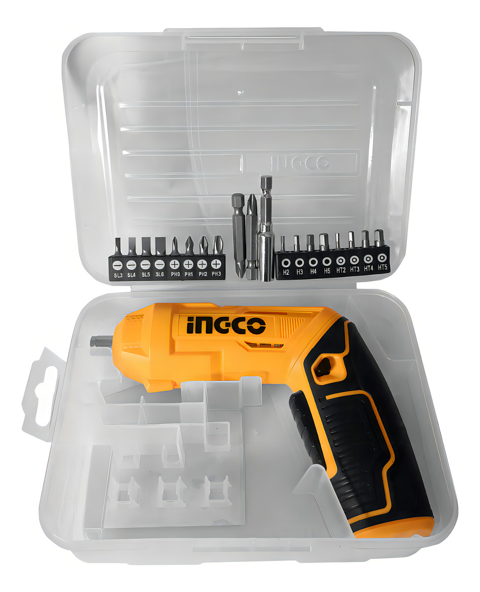Atornillador Inalámbrico Ajustable Con Accesorios Ingco Naranja Claro - Imagen 4