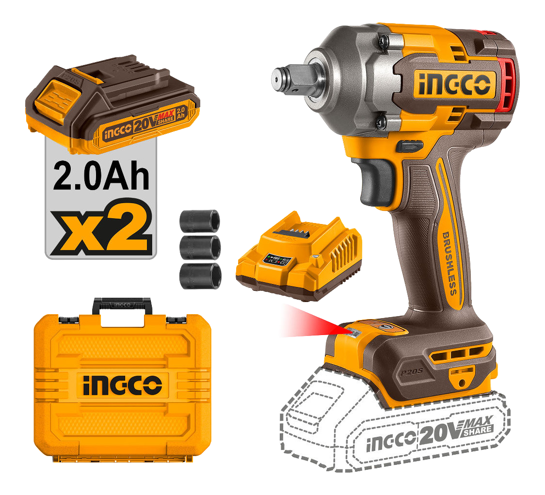 Llave De Impacto 400nm 20v P20s Bl Con 2 Bat Carg + Valija C - Imagen 3