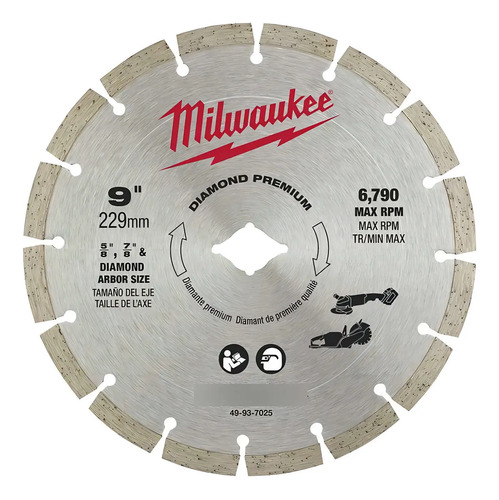 Disco Diamantado Premium Segmentado 9''/230mm 49-93-7025 Mil Plateado