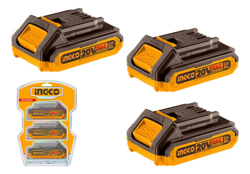 Set De 3 Baterias 2ah 20v Ingco Cosli240311