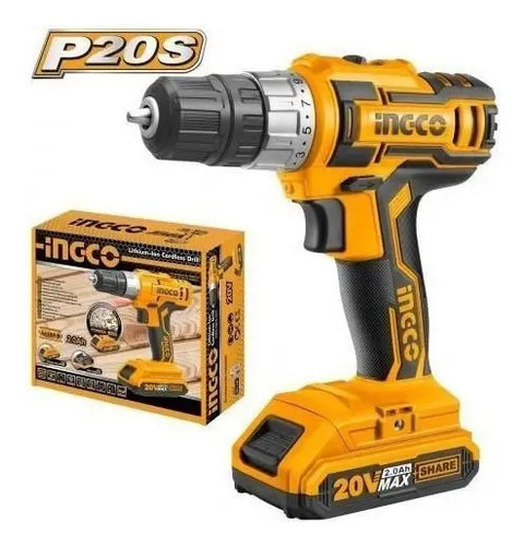 Taladro Atornillador 10mm Con 1 Bateria 20v Litio P20 Ingco - Imagen 3