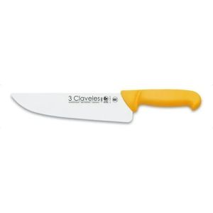 Cuchilla Carnicera Cuchillo 3 Claveles Cabo Amarillo 24cm