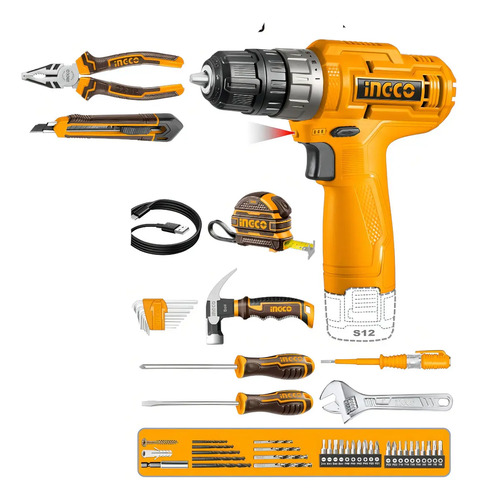 Kit Atornillador En Valija+ Herramientas Hkthp10891 Naranja Claro 50hz/60