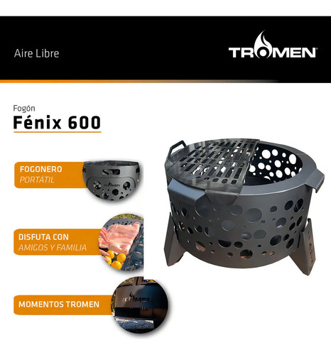 Fogon Tromen Fénix 600 Fogonero Portatil Brasero Kirkor - Imagen 3