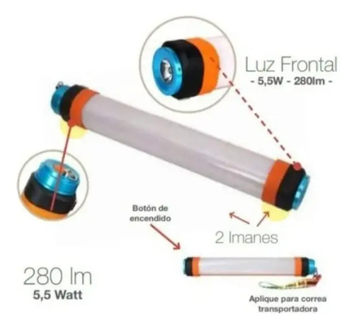 Linterna Lámpara Multifuncion Led Iman Bateria Externa 280lm - Imagen 3