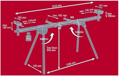 Mesa Banco Para Ingletadora Mss1610 Einhell Aluminio Portabl - Imagen 6