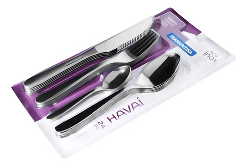 Set X24 Pzs Juego Cubiertos Havaí Tramontina Acero Inox Color Plateado - Imagen 6