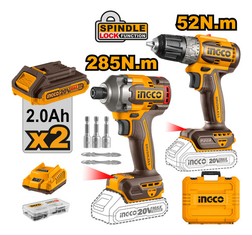 Set Atornillador De Impacto A Bateria 20v+ Atornillador 20v - Imagen 4